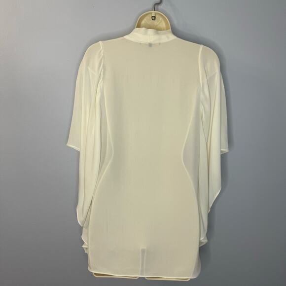 Kobi Halperin Women's Silk Cream V-Neck Short Flutter Sleeve Blouse Lighwiaght S - Picture 8 of 10